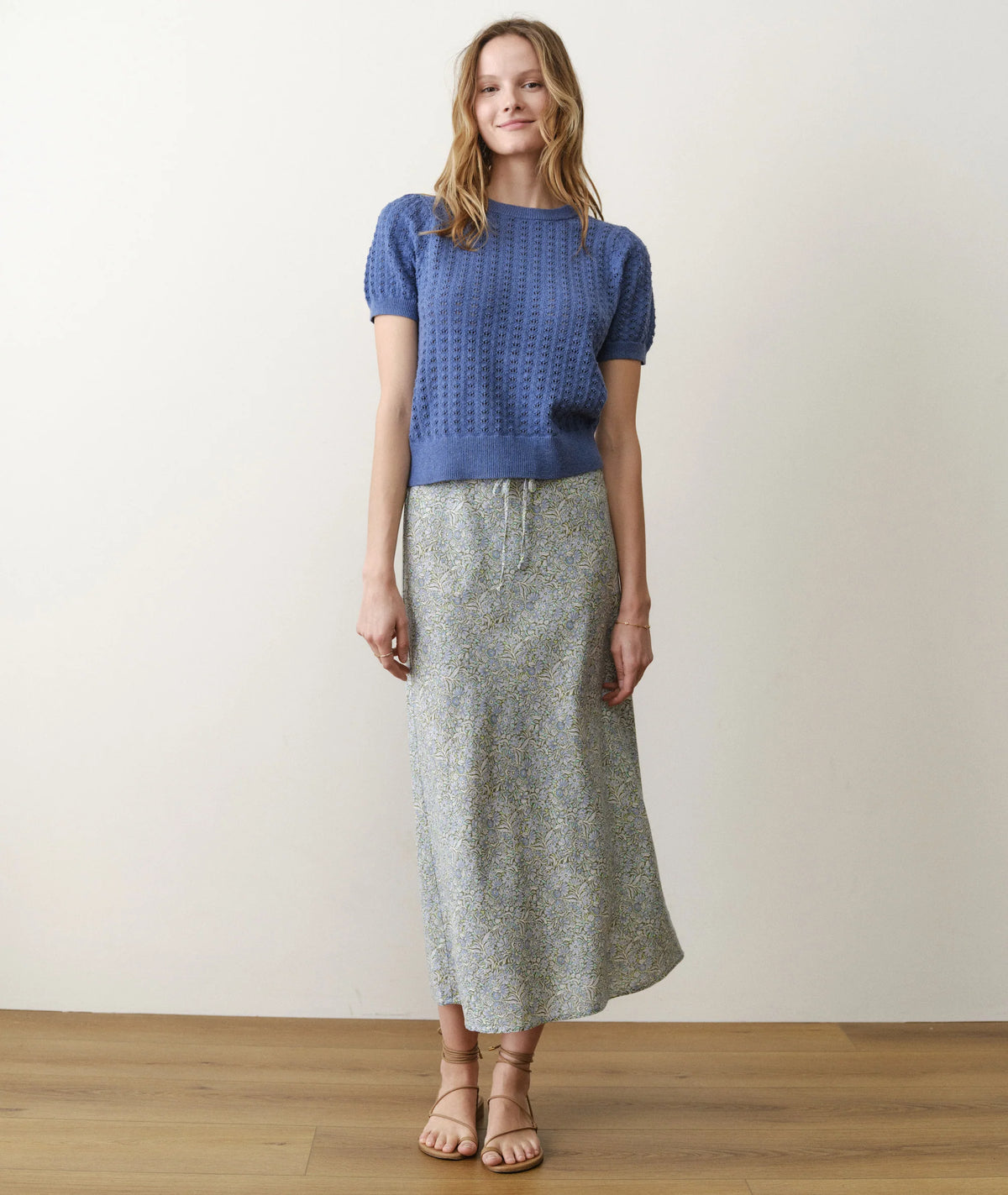 Avery Hemp Midi Skirt - Sea Floral | Shine Boutique Newburyport