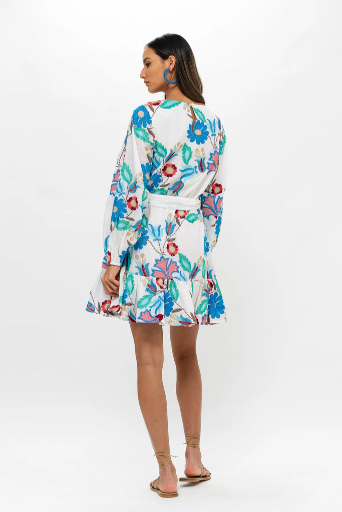 Long Sleeve Flirty Short Dress - Monet Multi