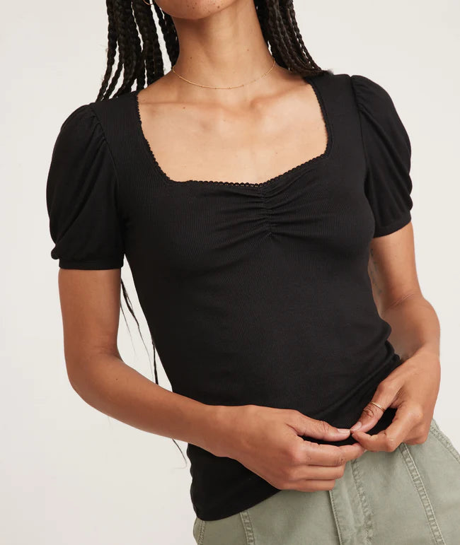 Rib puff sales sleeve top