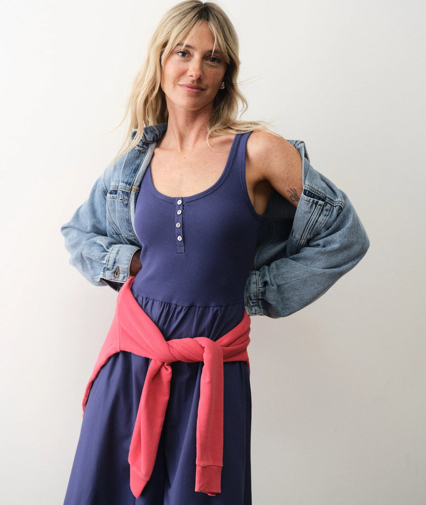 lexi rib poplin midi dress Marine Layer