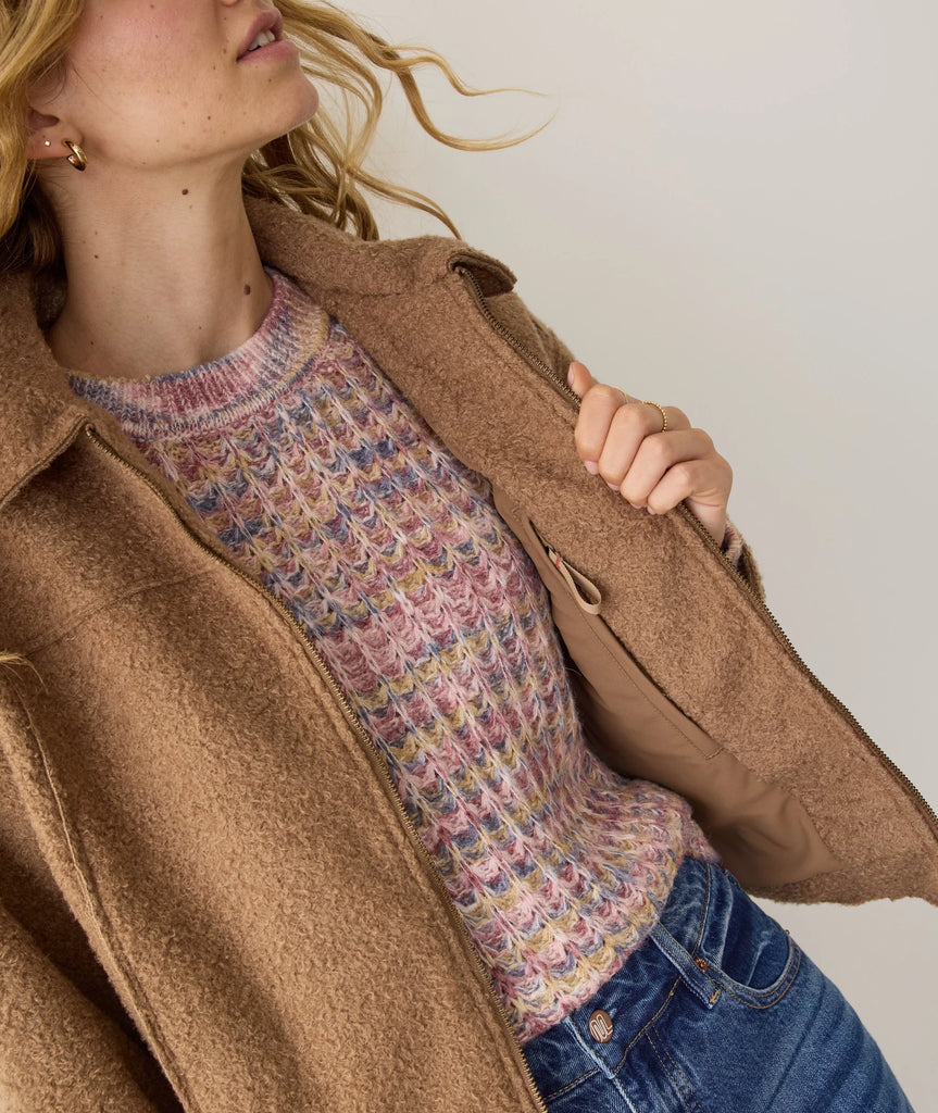 Sloan Boucle Crop Jacket - Teddy