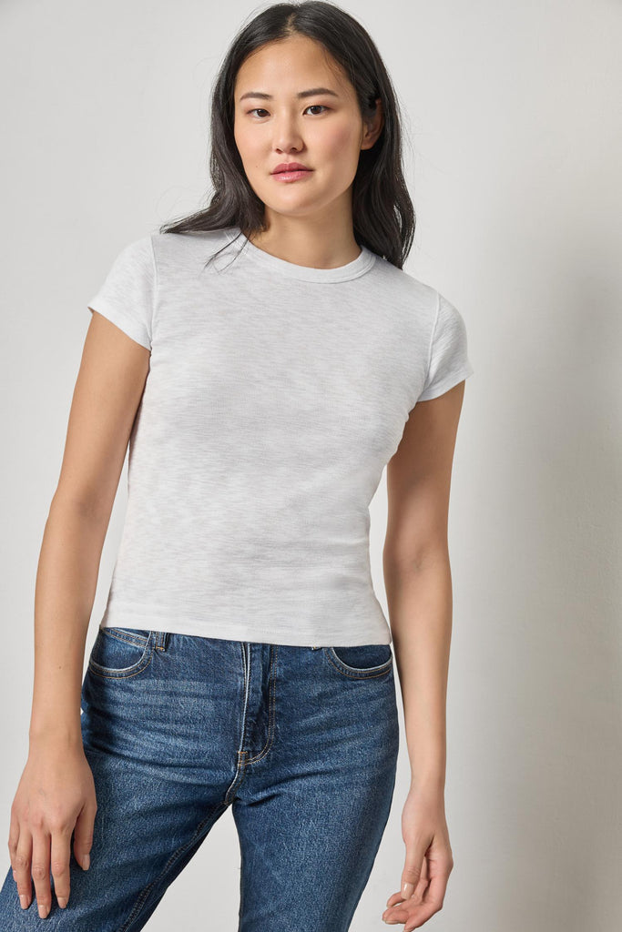 Ribbed Slub Crewneck Tee - White | Shine Boutique Newburyport