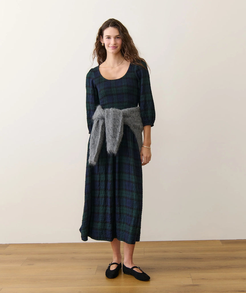 Mari Smocked Dress - Evergreen Plaid