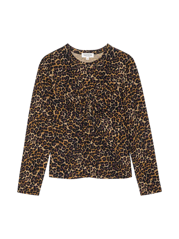 Marion Twist Front Tee - Winter Leopard