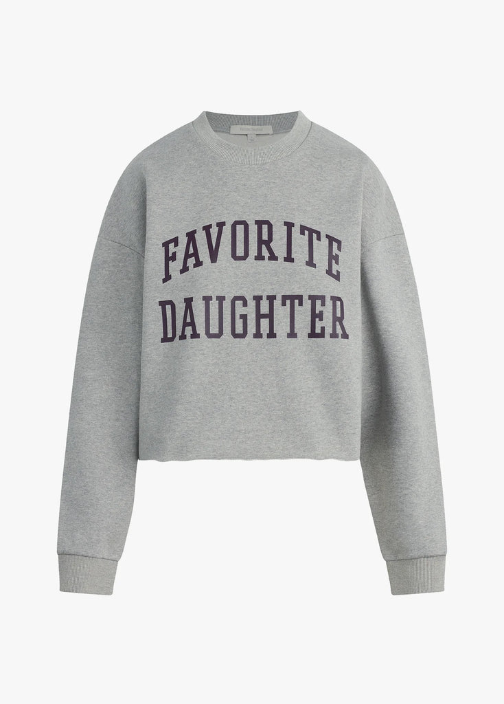 The Cropped Collegiate Sweatshirt - Heather Grey/Burgundy