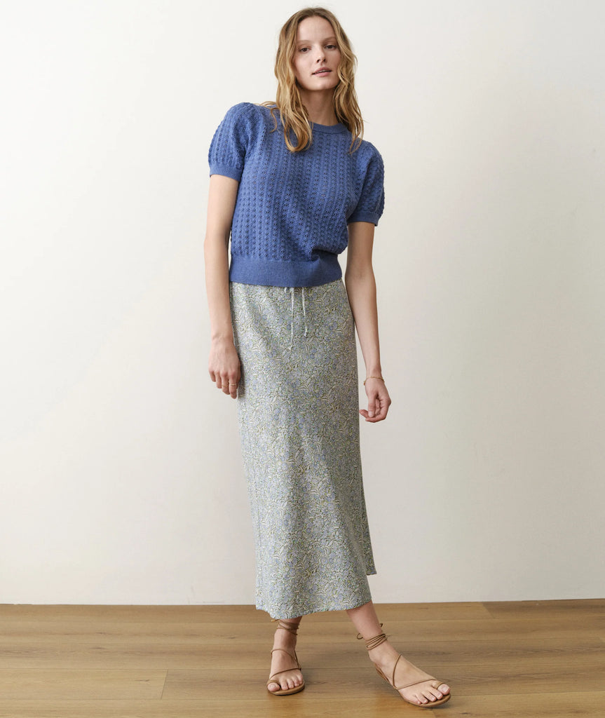 Avery Hemp Midi Skirt - Sea Floral | Shine Boutique Newburyport