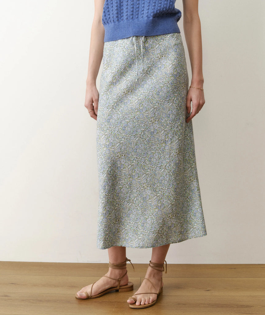 Avery Hemp Midi Skirt - Sea Floral | Shine Boutique Newburyport