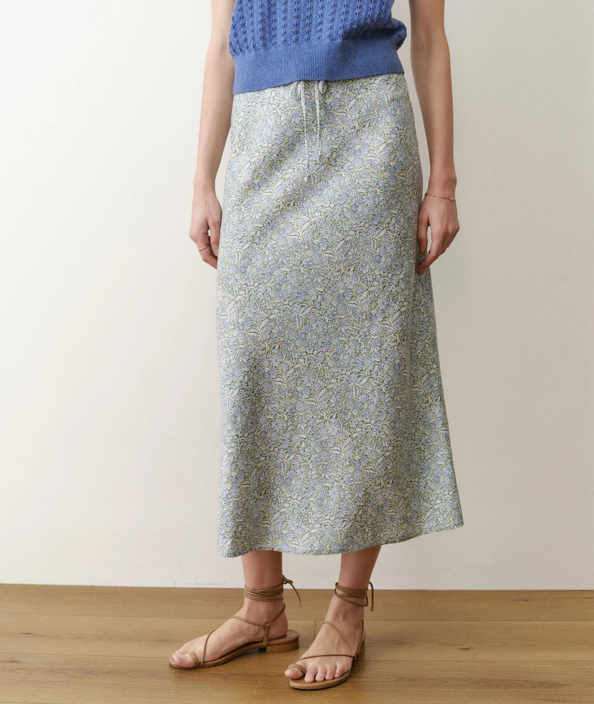 Avery Hemp Midi Skirt - Sea Floral | Shine Boutique Newburyport