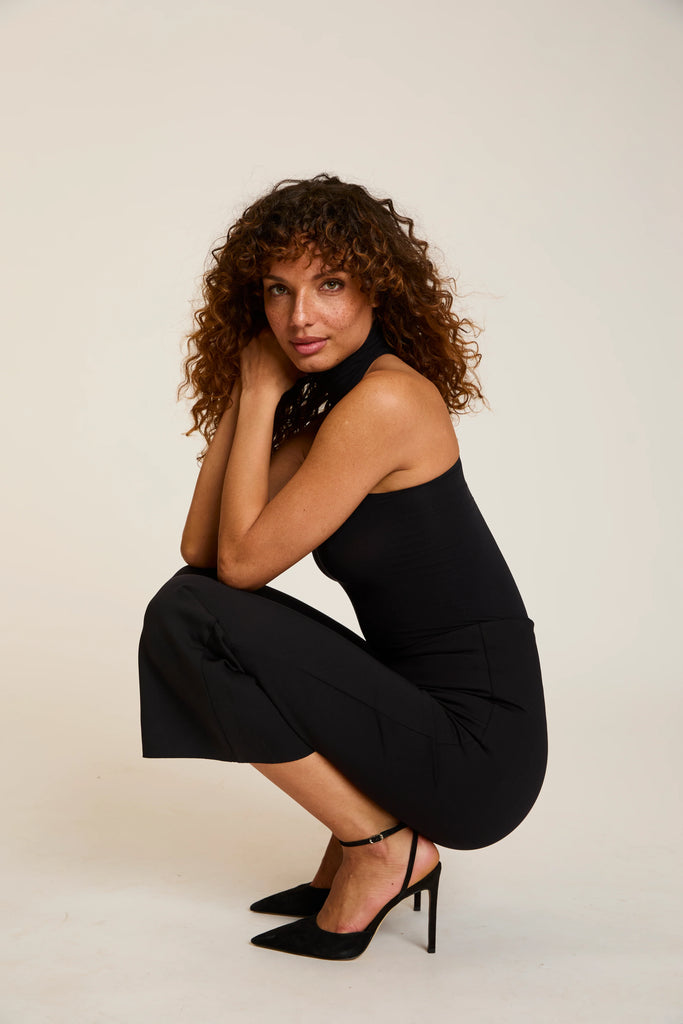 Neoprene Cropped Wide Leg Pant