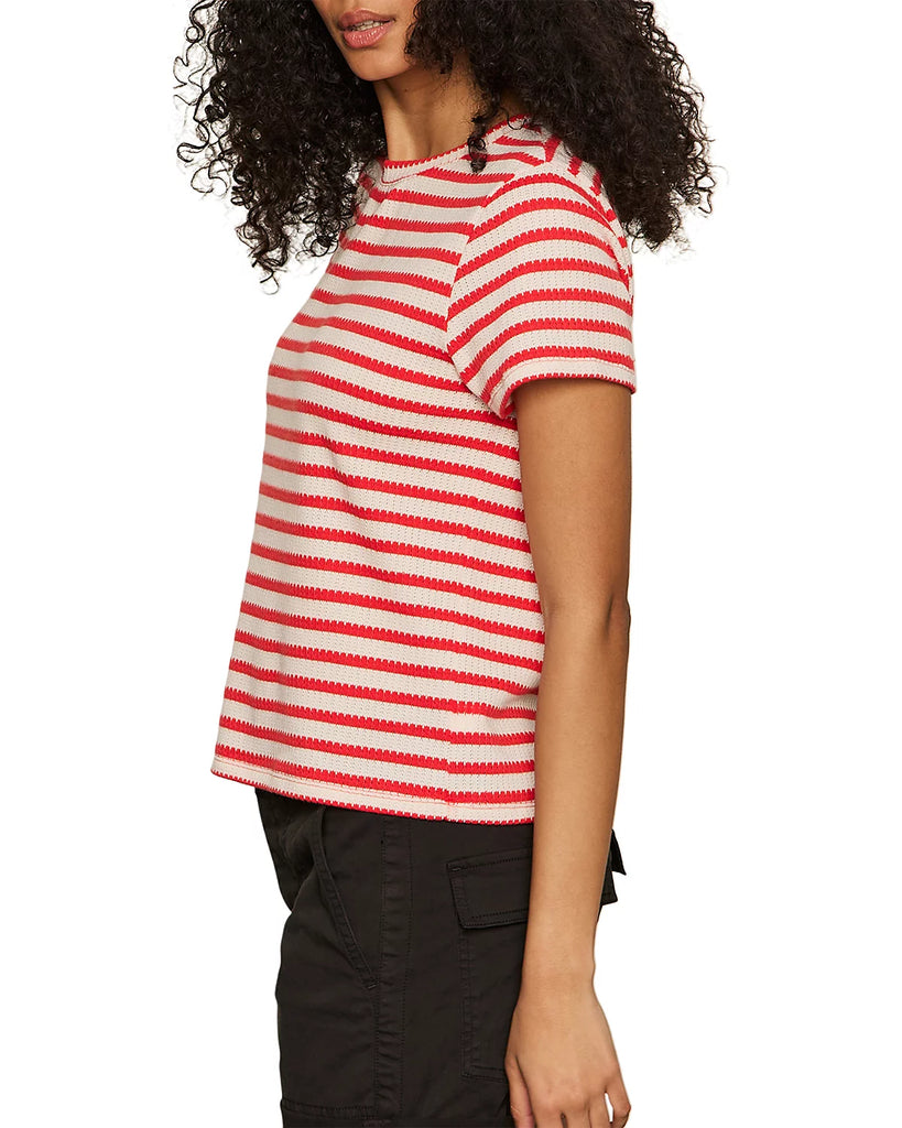 Perfect Textured Tee - Cayenne Chalk Stripe