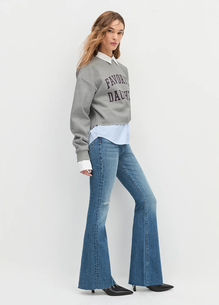 The Cropped Collegiate Sweatshirt - Heather Grey/Burgundy