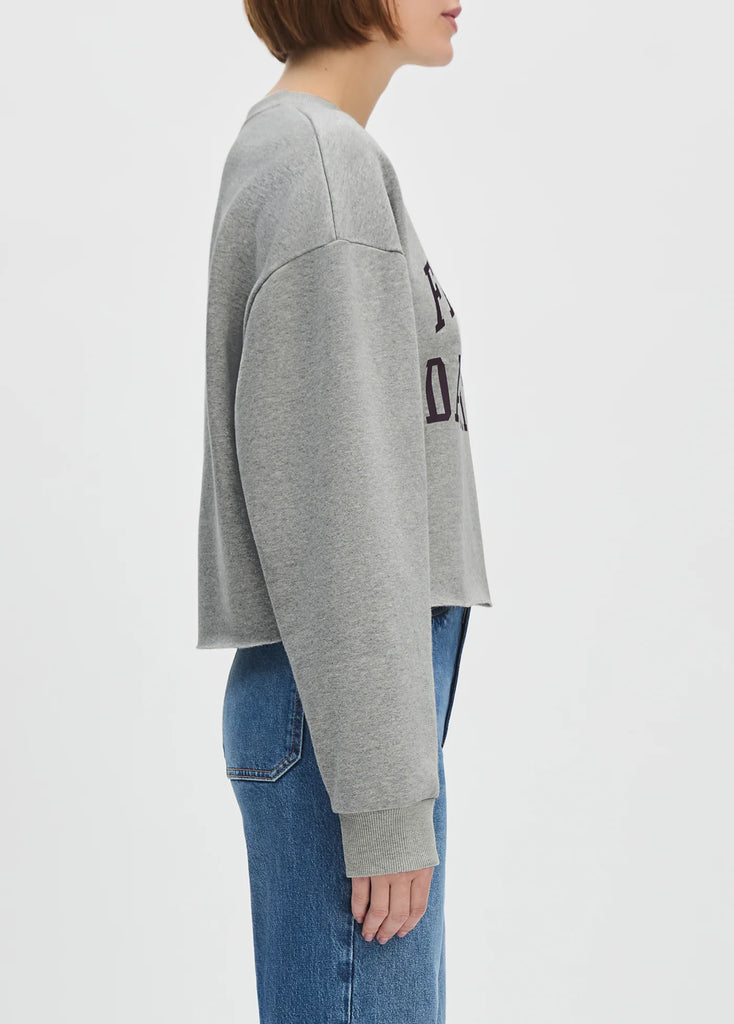 The Cropped Collegiate Sweatshirt - Heather Grey/Burgundy
