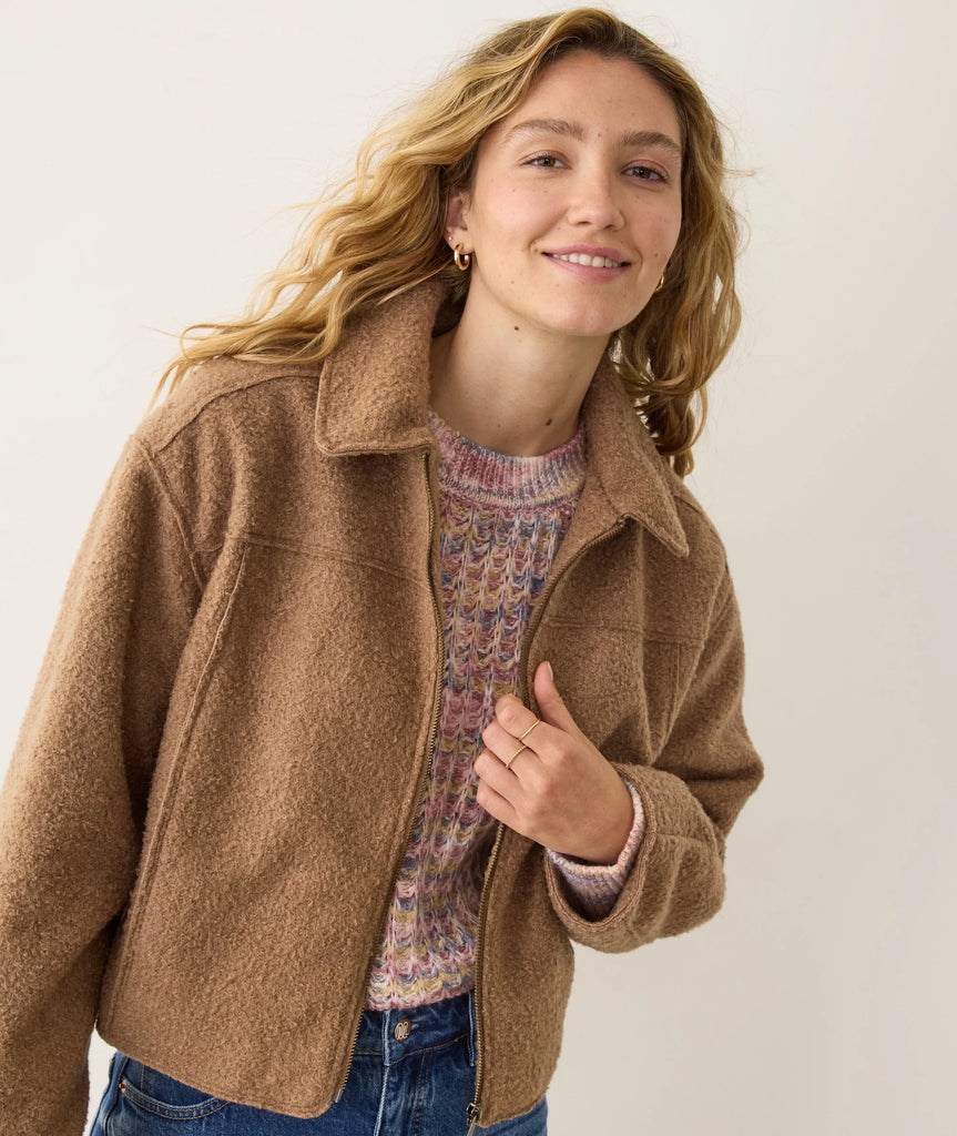 Sloan Boucle Crop Jacket - Teddy