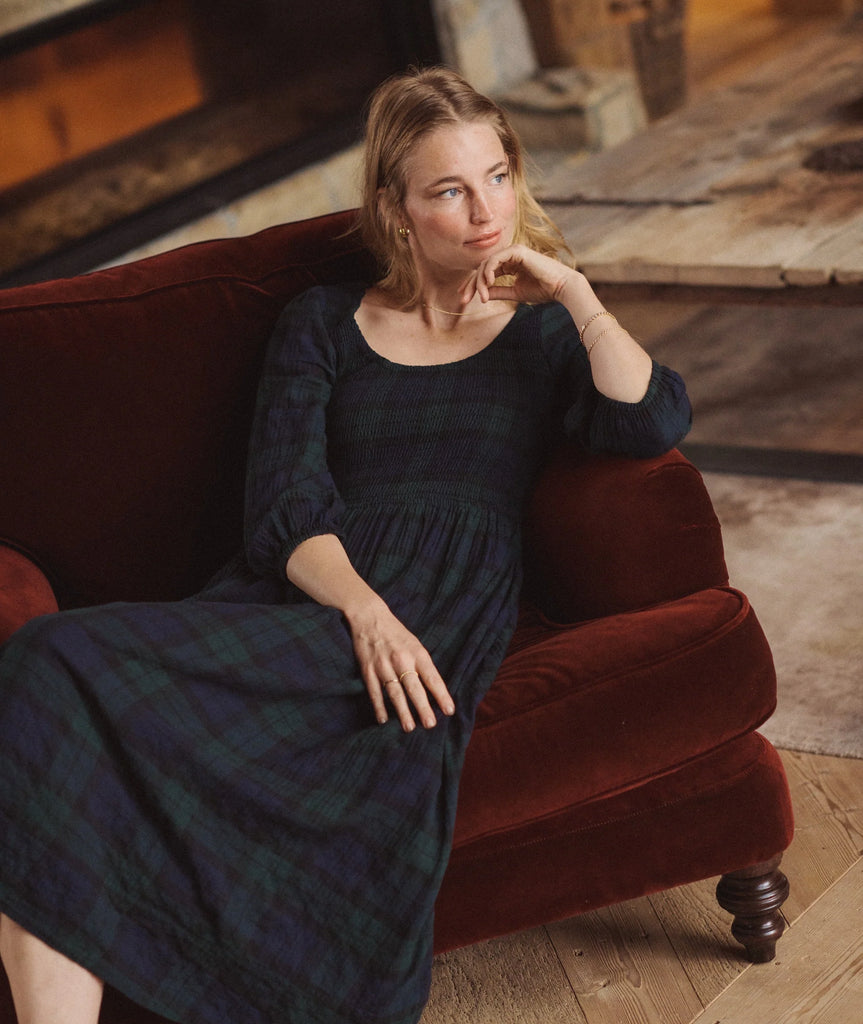 Mari Smocked Dress - Evergreen Plaid