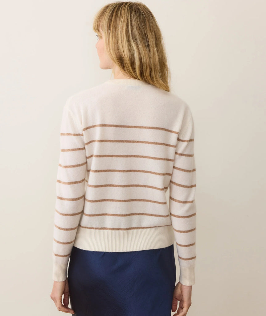 Harper Cashmere Crewneck - Gold Stripe