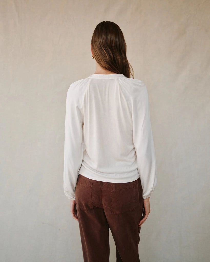 Long Sleeve Raglan Mixed Shirt - Ivory Stone