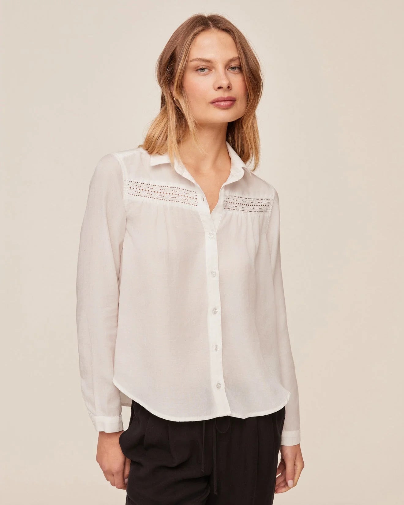 Long Sleeve Shirt With Lace Inset