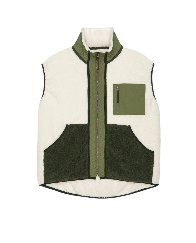The Plush Tundra Vest - Cream & Army
