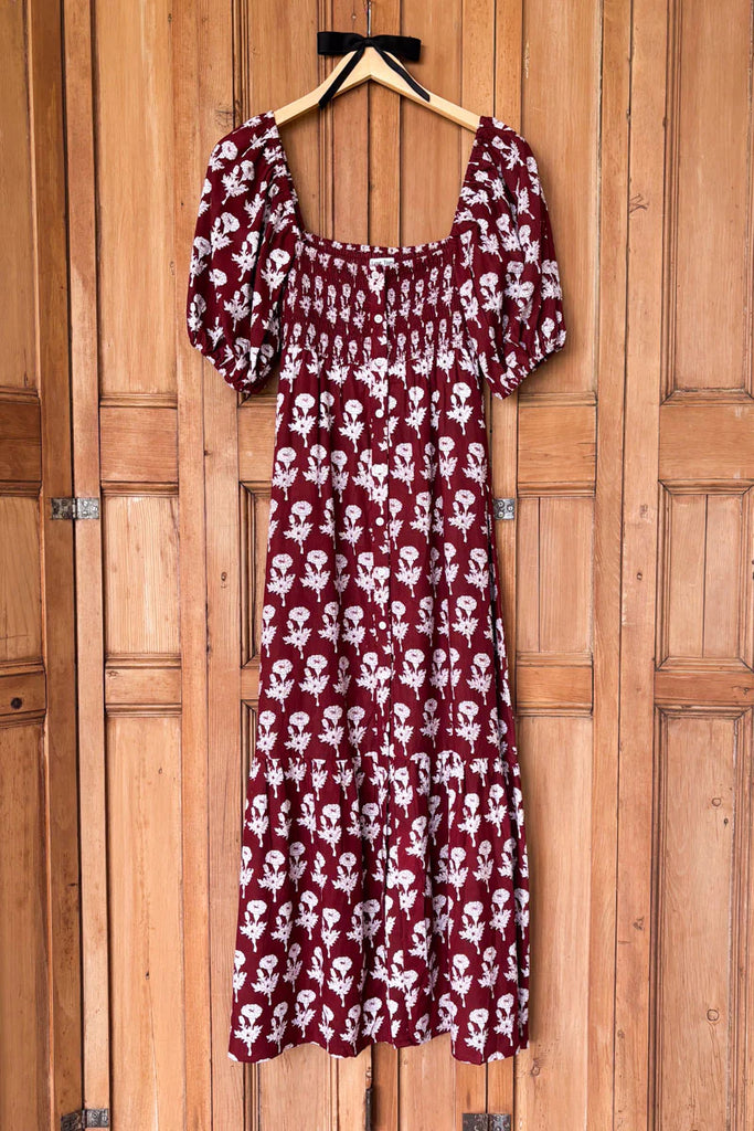 Santiago 4 Maxi Dress - Pressed Marigolds Rouge Linen