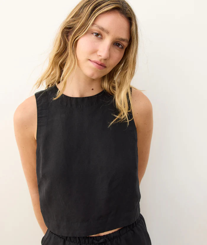 Quinn Linen Tank - Black