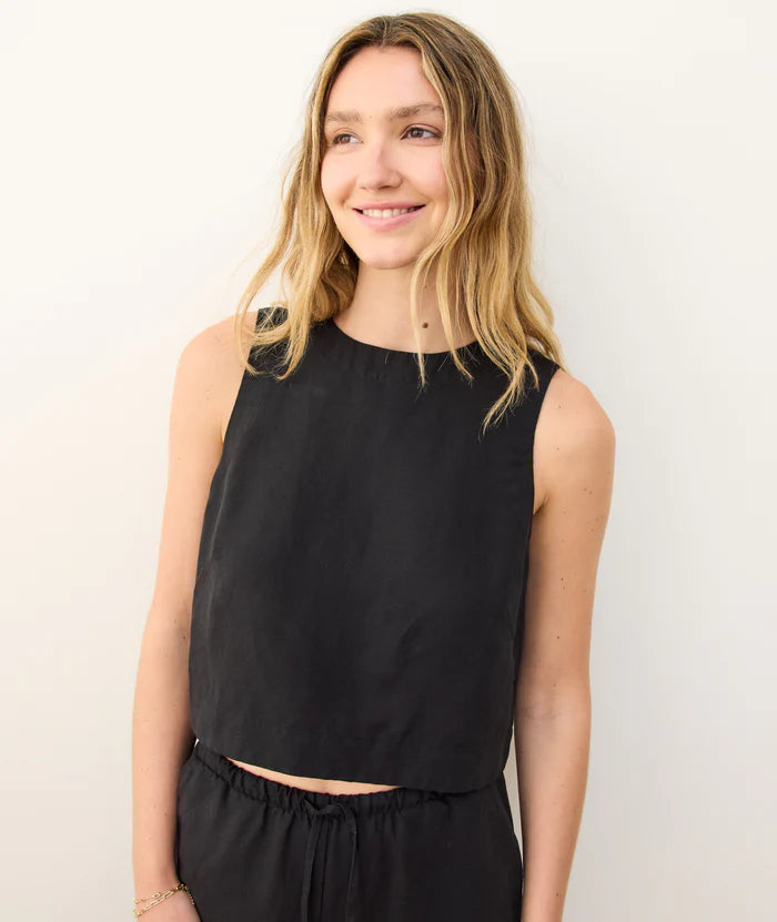 Quinn Linen Tank - Black