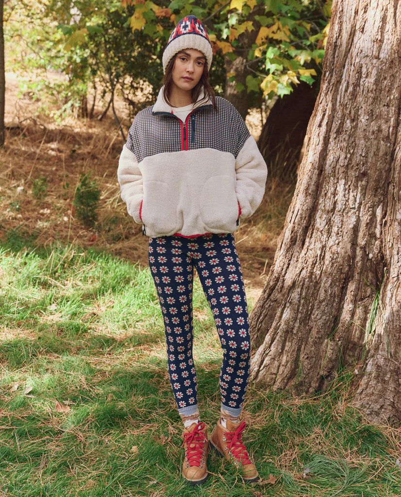 The Print-Mix Plush Terrain Half-Zip - Mini Frosted Daisy & Cream