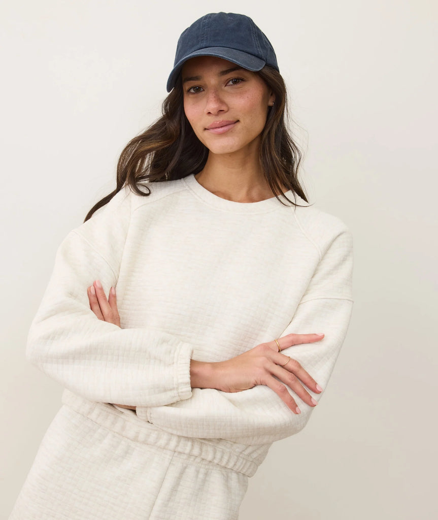 Corbet Quilted Crewneck- Oatmeal Heather