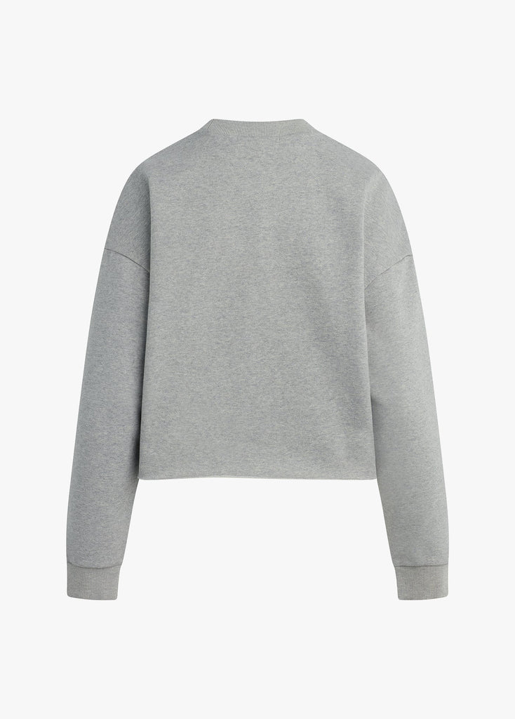The Cropped Collegiate Sweatshirt - Heather Grey/Burgundy