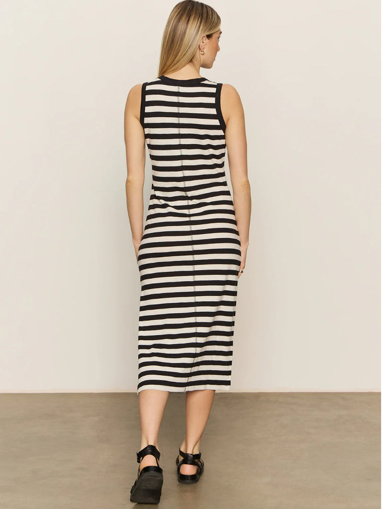 Contrast Trim Maxi - Black/Macrame Stripe
