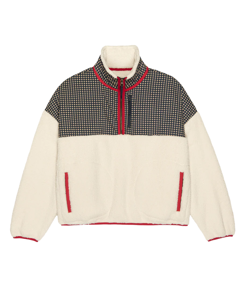 The Print-Mix Plush Terrain Half-Zip - Mini Frosted Daisy & Cream