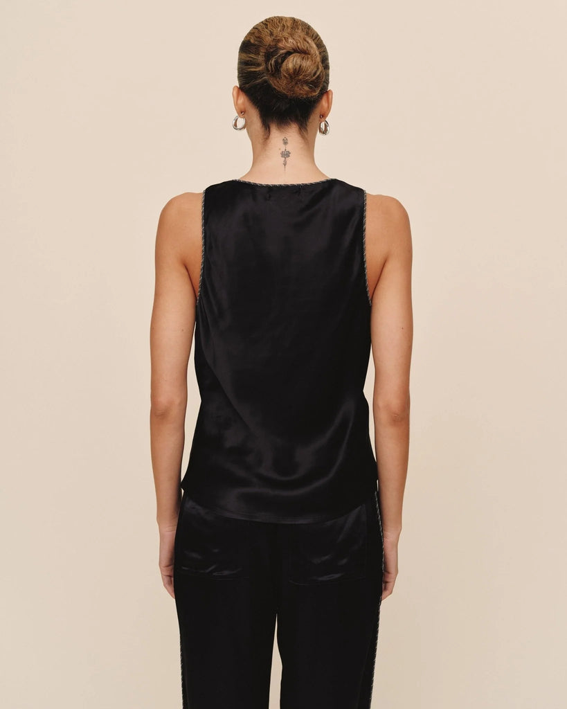 Beaded Trim Tank - Black