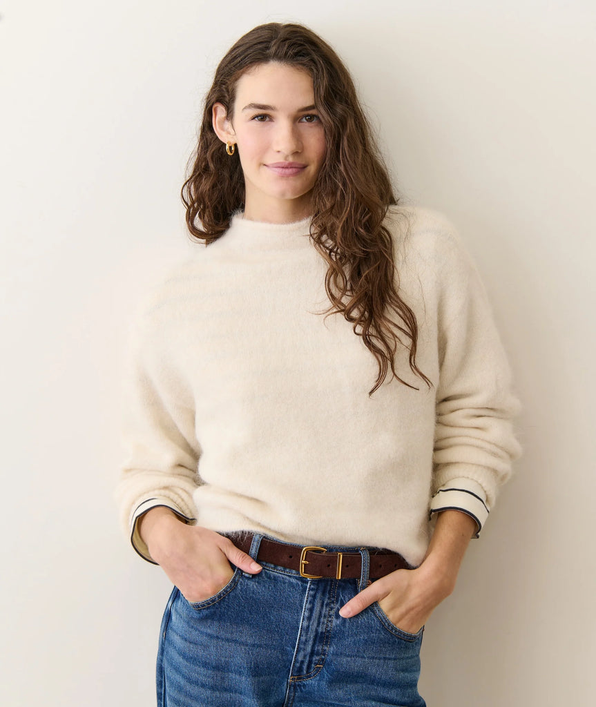 Suri Alpaca Mock Neck Sweater - Cream