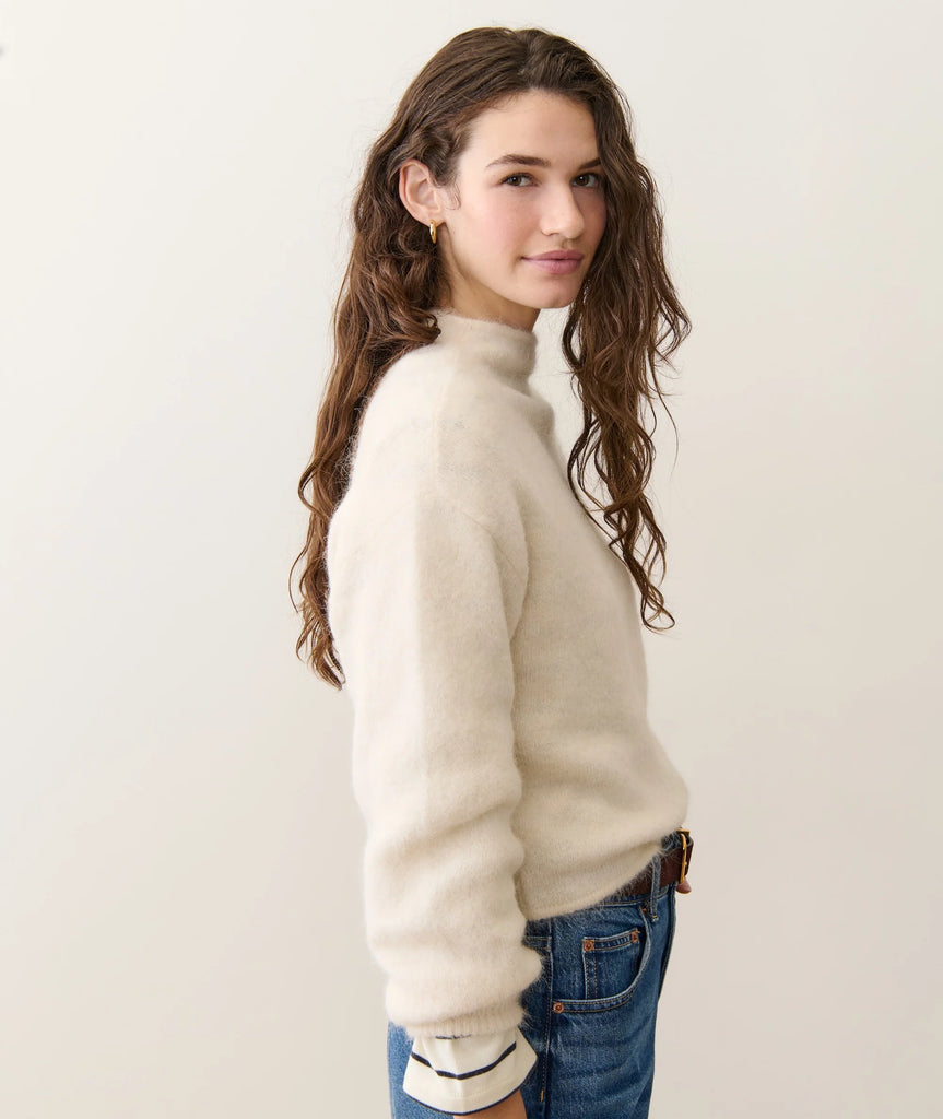 Suri Alpaca Mock Neck Sweater - Cream
