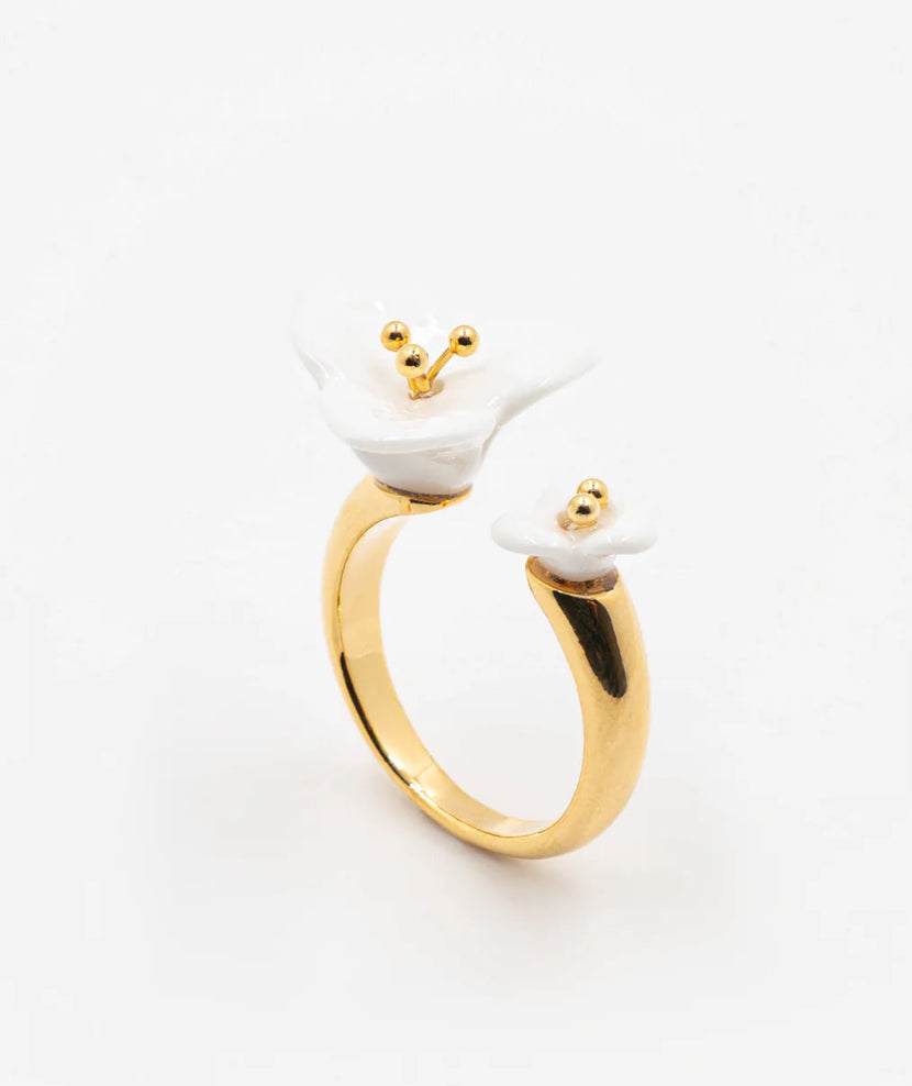 White Bougainvillea Face to Face Ring