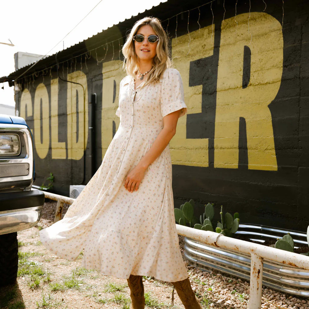 La Dahlia Dress - Dust Bloom | Shine Boutique Newburyport