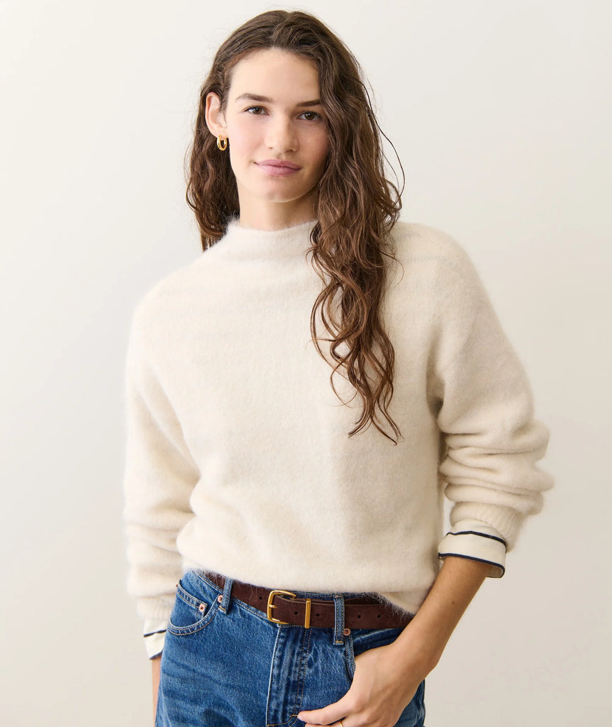 Suri Alpaca Mock Neck Sweater - Cream