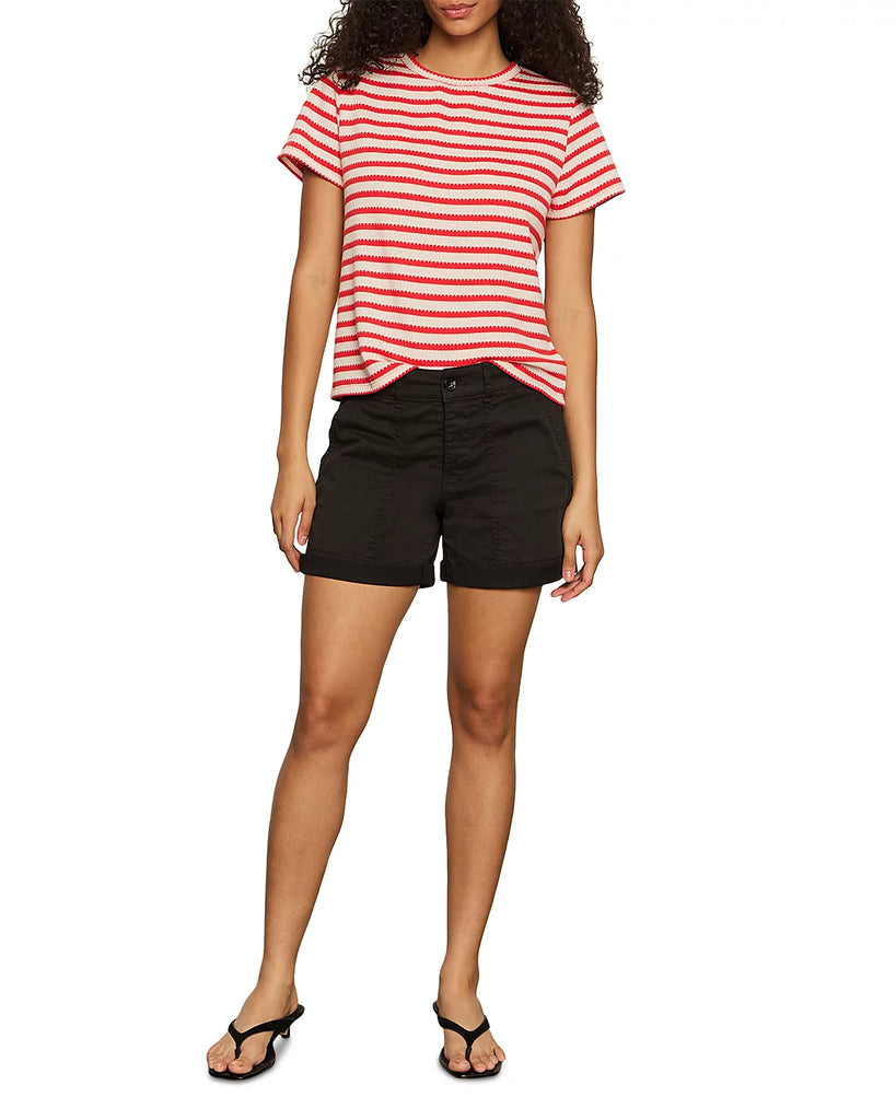 Perfect Textured Tee - Cayenne Chalk Stripe