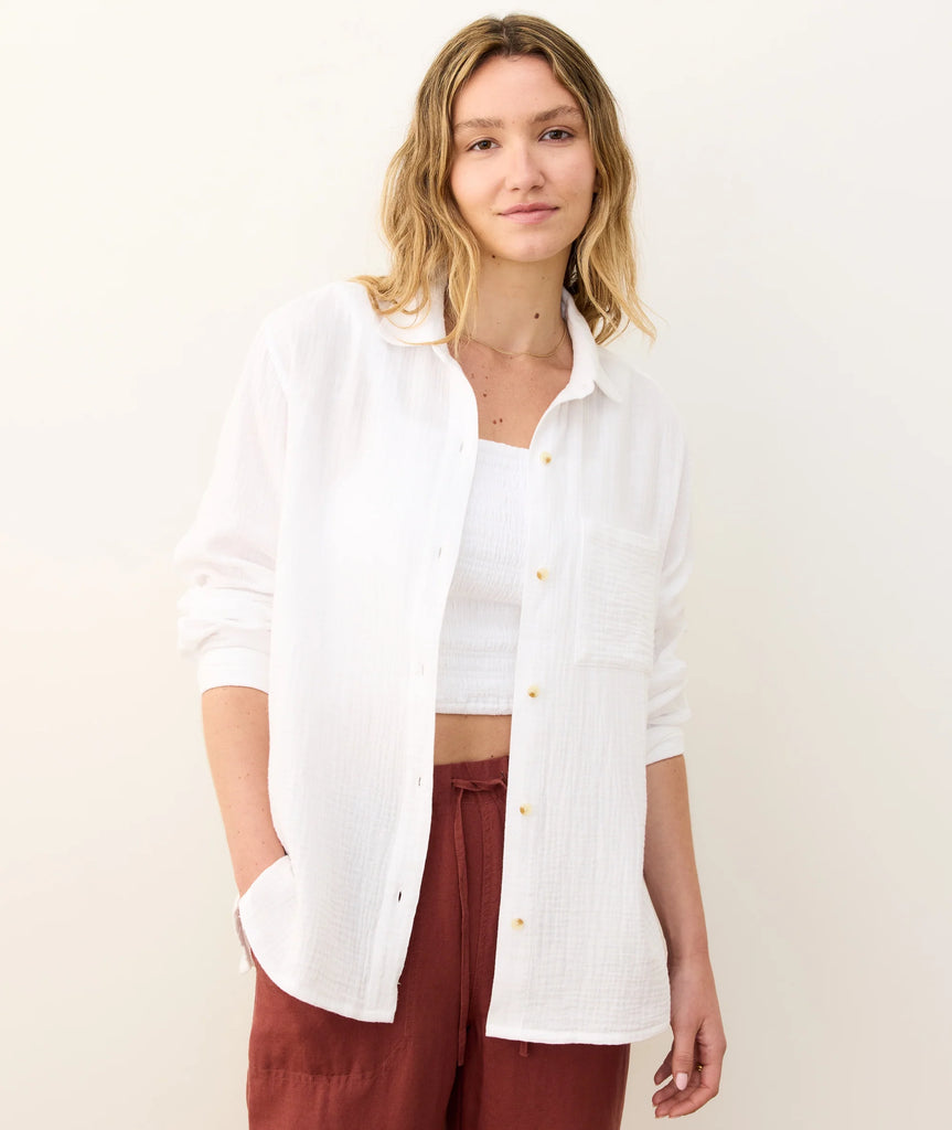 Jane Relaxed Double Cloth Shirt - White