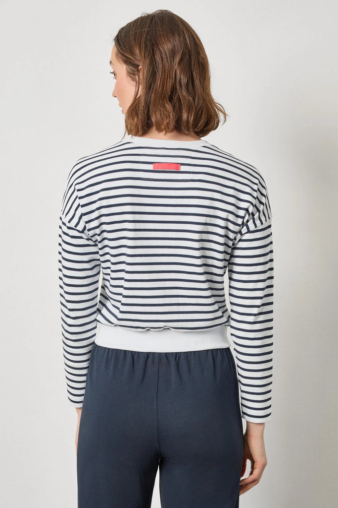 Rib Trim Cardigan - Navy Stripe | Shine Boutique Newburyport