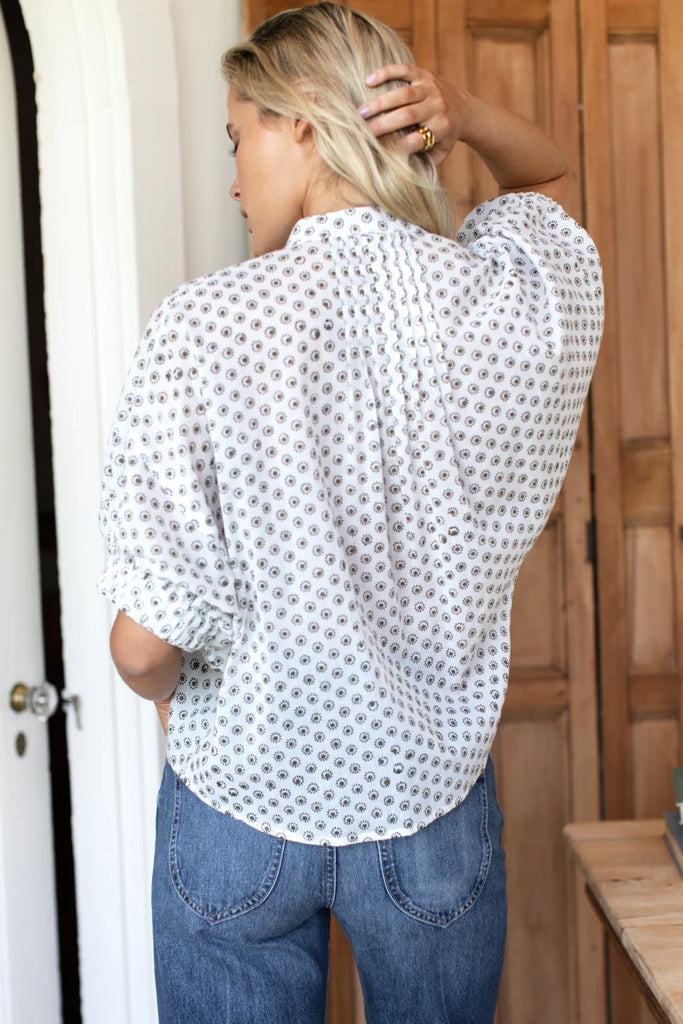 Mandarin Collar Top - Signet Olive
