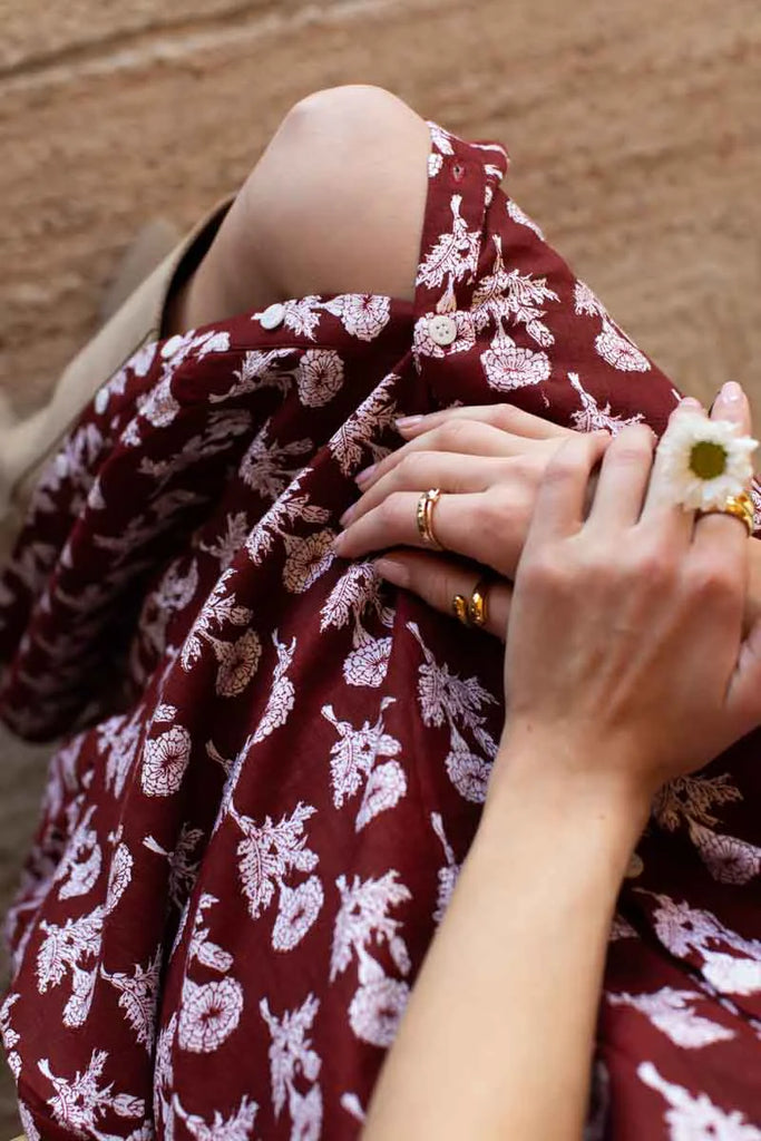 Santiago 4 Maxi Dress - Pressed Marigolds Rouge Linen