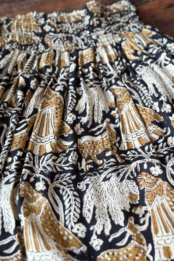 Shirred Skirt- Story Print