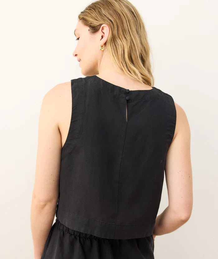 Quinn Linen Tank - Black