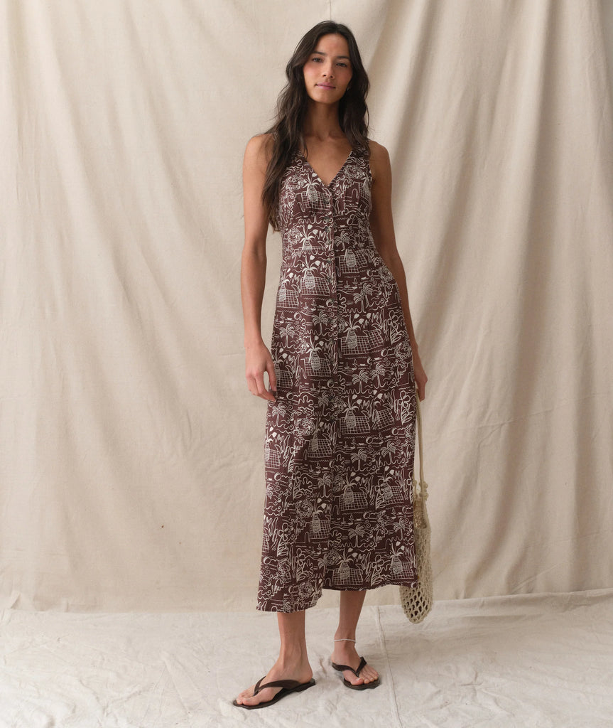 camila maxi dress Flores Print / XS Size:17.5 (34/35) Marine Layer makes the Category_Corsets/Underbust Corsets Ulla Johnson | Women's