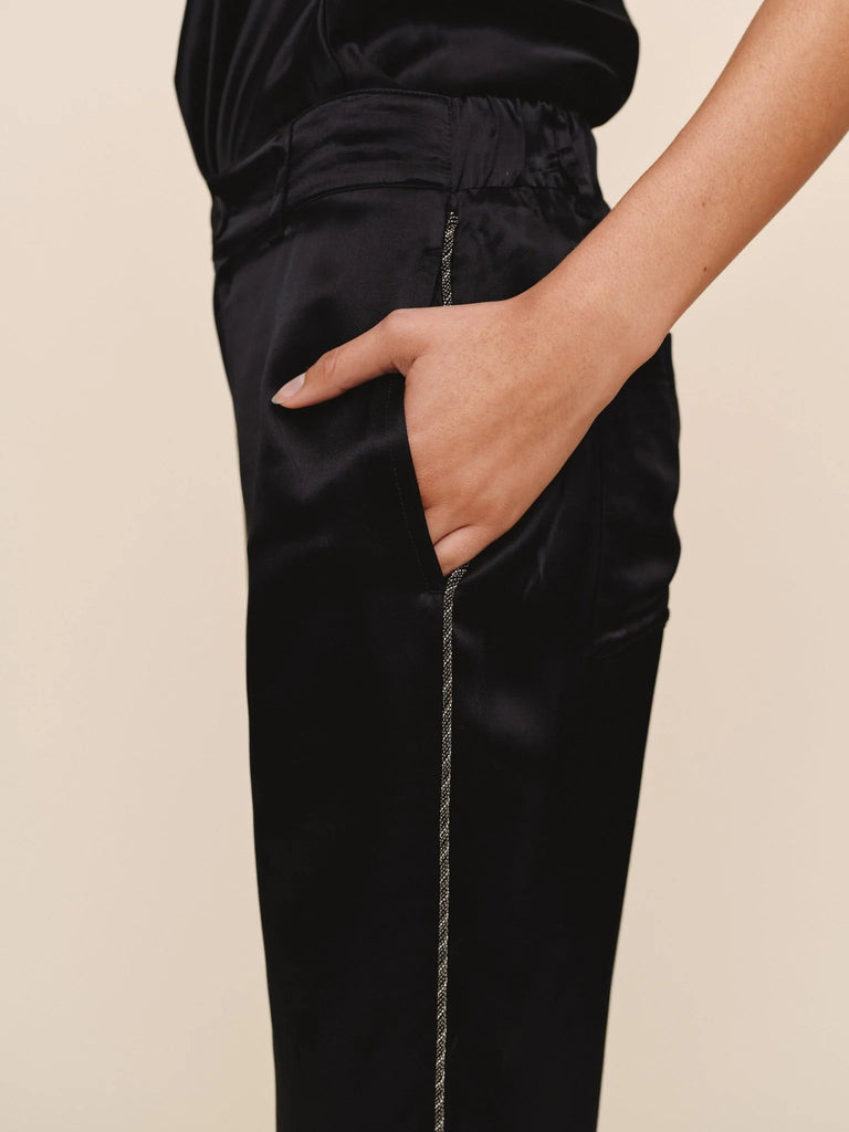Trouser with Beaded Piping - Black
