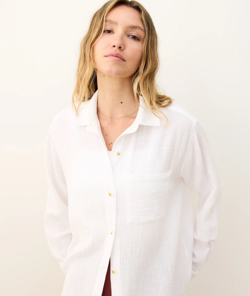 Jane Relaxed Double Cloth Shirt - White