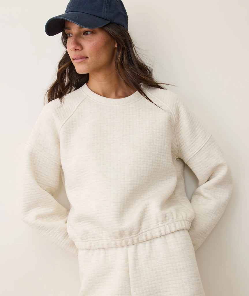 Corbet Quilted Crewneck- Oatmeal Heather