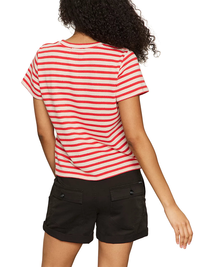 Perfect Textured Tee - Cayenne Chalk Stripe
