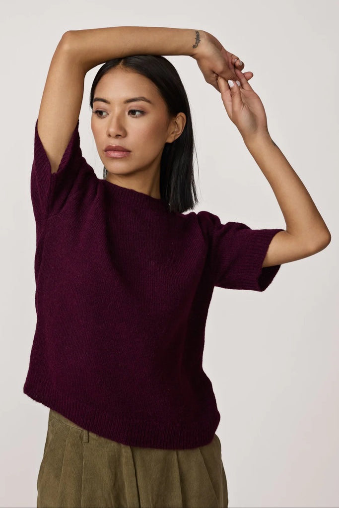 Row Sweater Tee - Berry