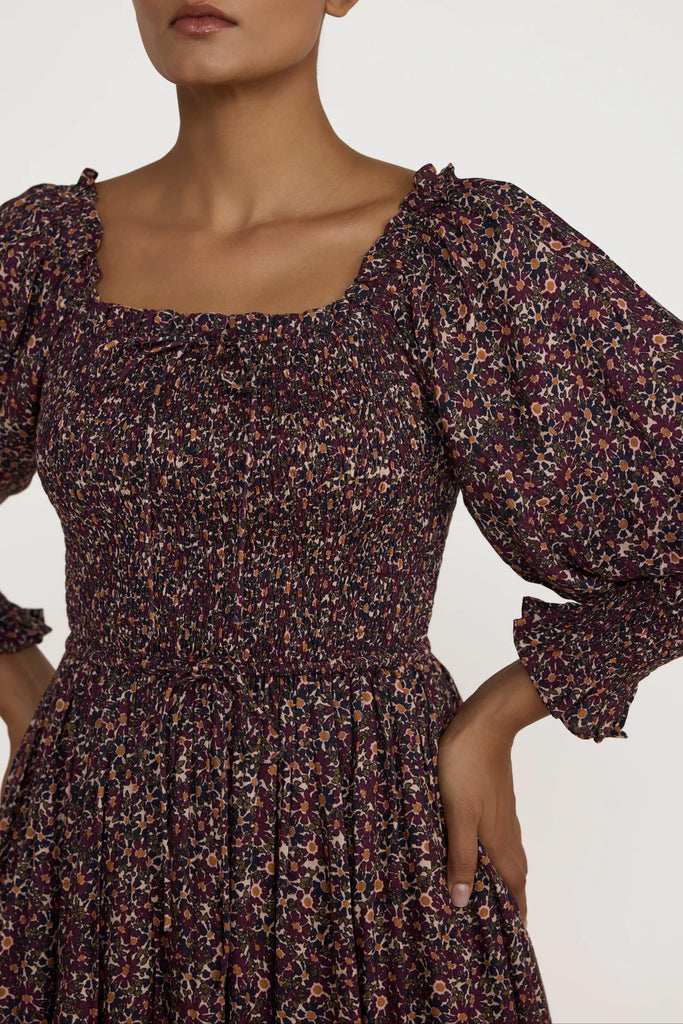 Shirred Bodice Dress Floral